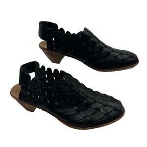 Rieker Black leather Sina 46778 Mule Woven Closed Toe Slingback Shoe 6.5